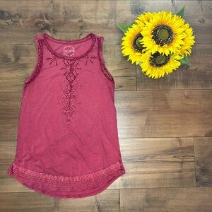 Lucky Brand Women’s hobo tank top, heathered burnt red, size S